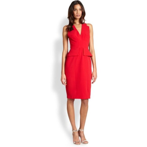 BCBGMAXAZRIA RED ALENA PEPLUM DRESS NWT Size 4 - Picture 1 of 5